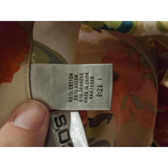 Chico's Medium cream orange & green floral lightweight jacket - Picture 5 of 6